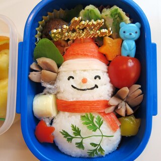 クリスマス☆簡単！サンタさんの雪だるま弁当☆